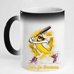 Banana Playing Baseball Fruit Lover Baseball Player 11oz Black Color Changing Mug