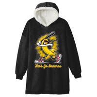 Banana Playing Baseball Fruit Lover Baseball Player Hooded Wearable Blanket