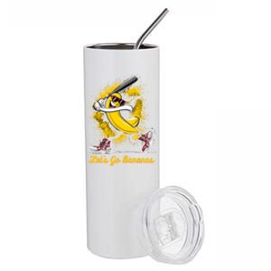 Banana Playing Baseball Fruit Lover Baseball Player Stainless Steel Tumbler