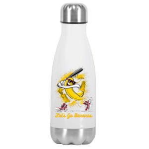 Banana Playing Baseball Fruit Lover Baseball Player Stainless Steel Insulated Water Bottle