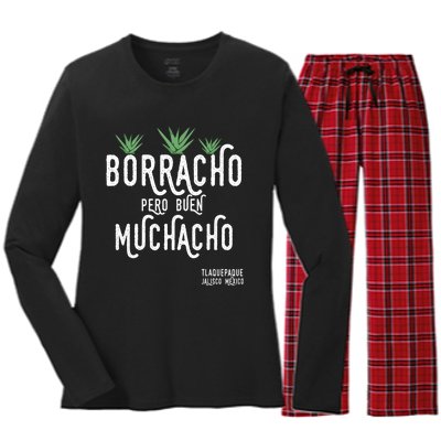 Borracho Pero Buen Muchacho Mexico Saying Women's Long Sleeve Flannel Pajama Set 