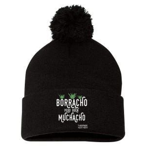 Borracho Pero Buen Muchacho Mexico Saying Pom Pom 12in Knit Beanie