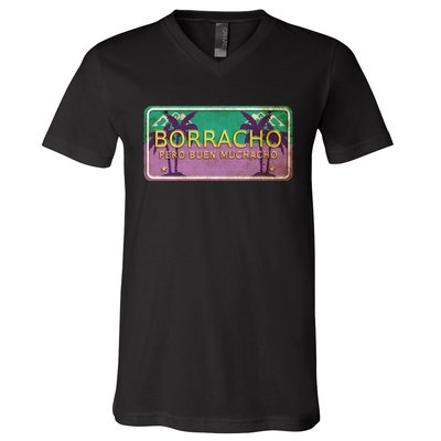 Borracho Pero Buen Muchacho V-Neck T-Shirt