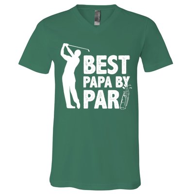Best Papa By Par Fathers Day Golf V-Neck T-Shirt