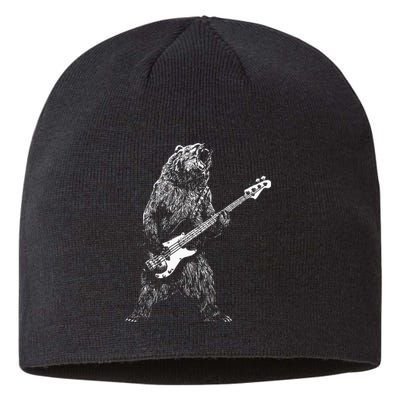 Bear Playing Bass Guitar Animal Playing Guitar Sustainable Beanie