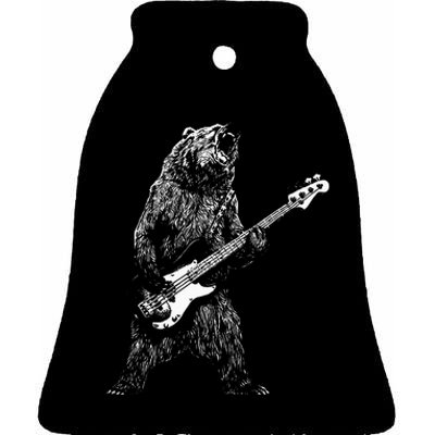 Bear Playing Bass Guitar Animal Playing Guitar Ceramic Bell Ornament