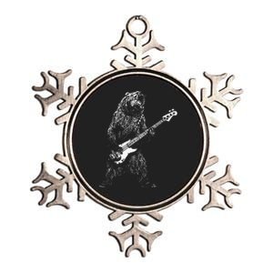 Bear Playing Bass Guitar Animal Playing Guitar Metallic Star Ornament