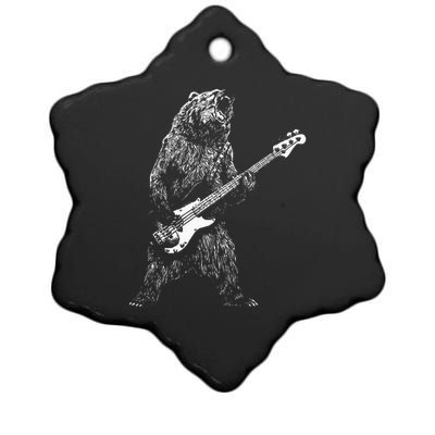 Bear Playing Bass Guitar Animal Playing Guitar Ceramic Star Ornament