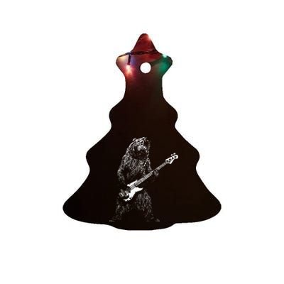 Bear Playing Bass Guitar Animal Playing Guitar Ceramic Tree Ornament