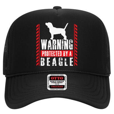 Beagle Protected Beagles Dog Lover Dad Mom High Crown Mesh Back Trucker Hat