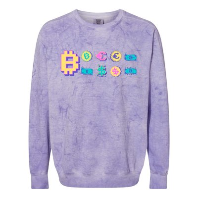 Bitcoin Pixelated Colorblast Crewneck Sweatshirt