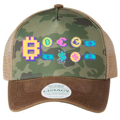 Bitcoin Pixelated Legacy Tie Dye Trucker Hat