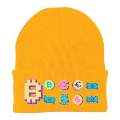 Bitcoin Pixelated Knit Cap Winter Beanie