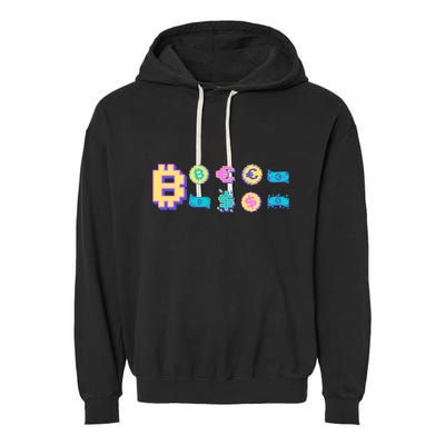 Bitcoin Pixelated Garment-Dyed Fleece Hoodie