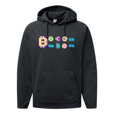 Bitcoin Pixelated Performance Fleece Hoodie