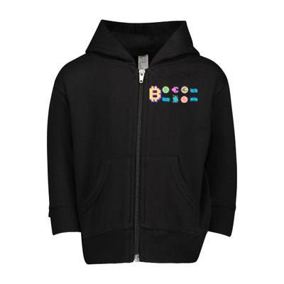 Bitcoin Pixelated Toddler Zip Fleece Hoodie