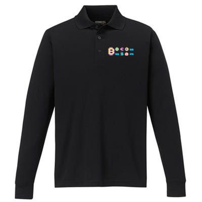 Bitcoin Pixelated Performance Long Sleeve Polo