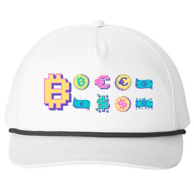 Bitcoin Pixelated Snapback Five-Panel Rope Hat