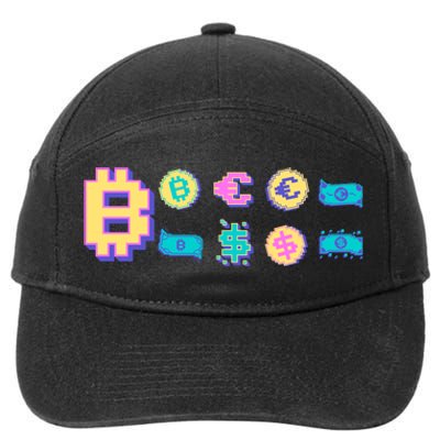 Bitcoin Pixelated 7-Panel Snapback Hat