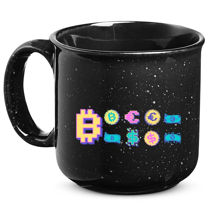 Bitcoin Pixelated 15oz Campfire Ceramic Mug