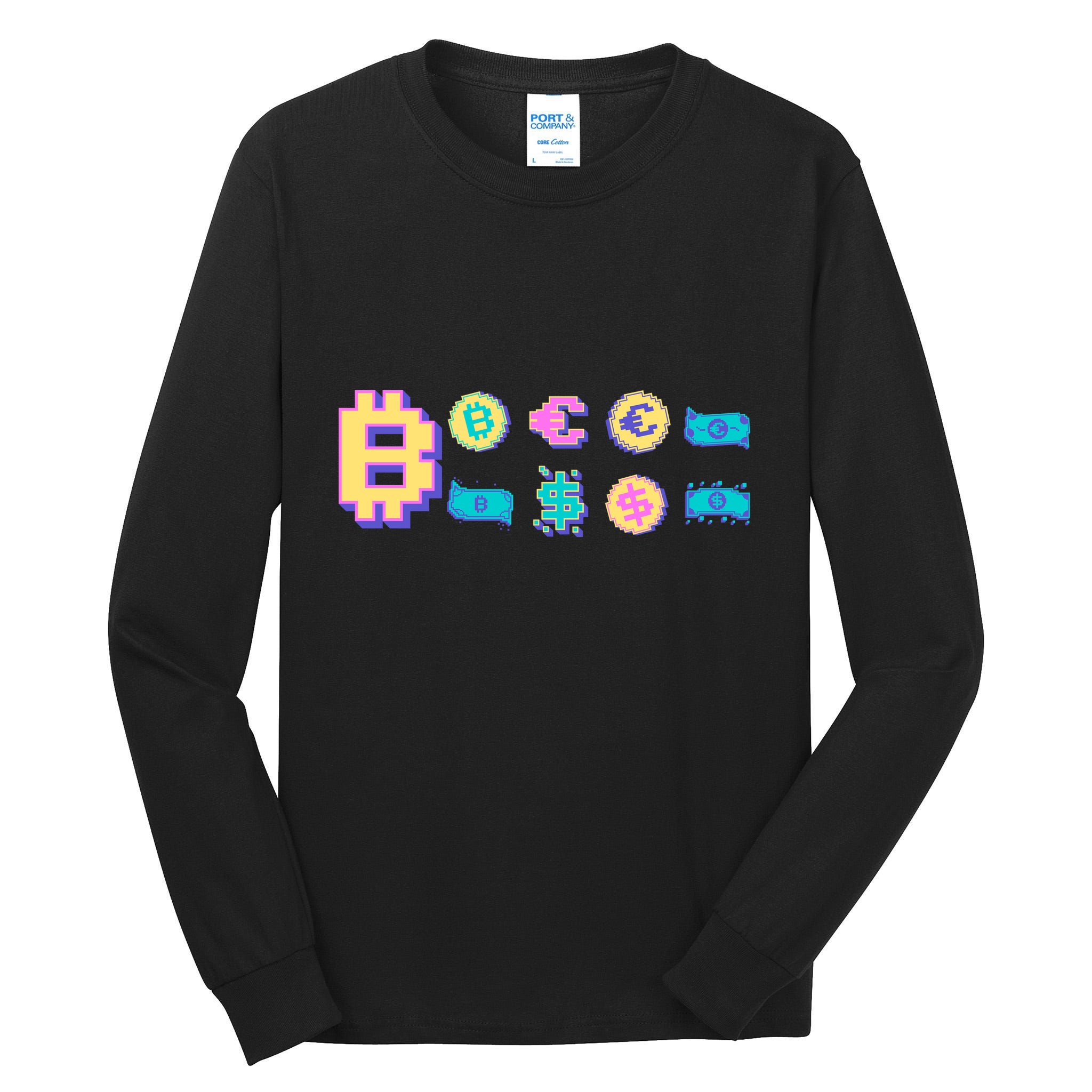 Bitcoin Pixelated Tall Long Sleeve T-Shirt
