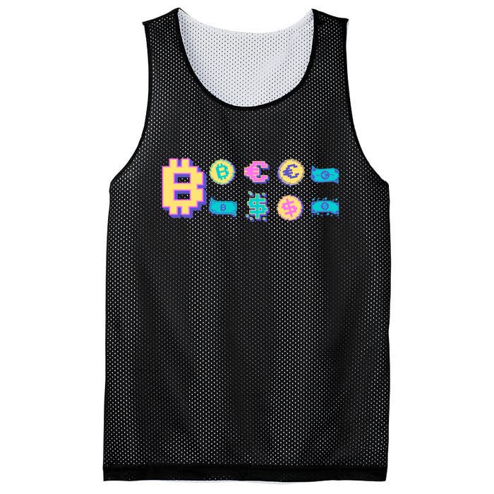 Bitcoin Pixelated Mesh Reversible Basketball Jersey Tank