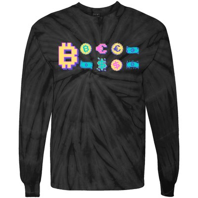 Bitcoin Pixelated Tie-Dye Long Sleeve Shirt