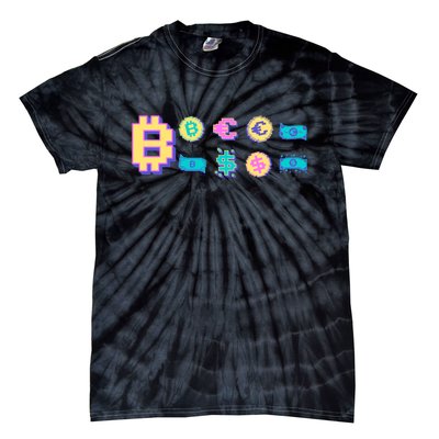 Bitcoin Pixelated Tie-Dye T-Shirt