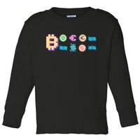 Bitcoin Pixelated Toddler Long Sleeve Shirt