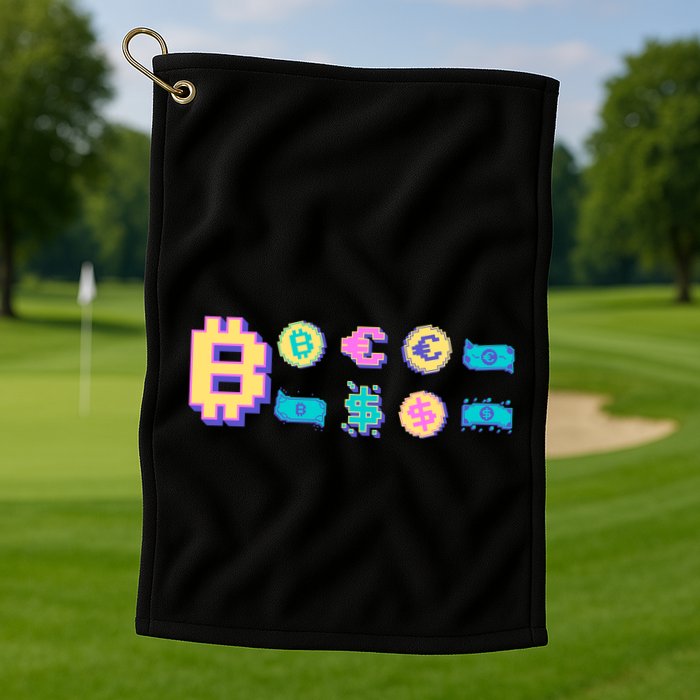 Bitcoin Pixelated Golf Towel