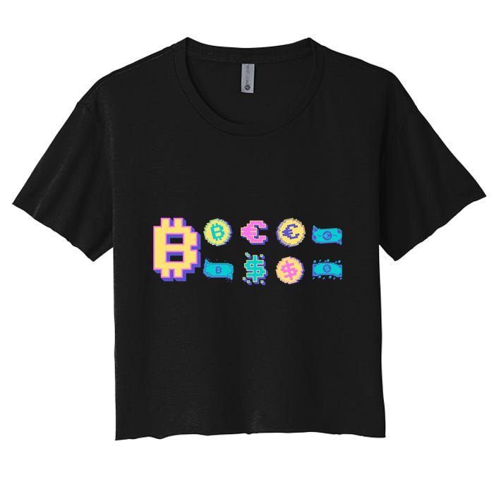 Bitcoin Pixelated Women's Crop Top Tee