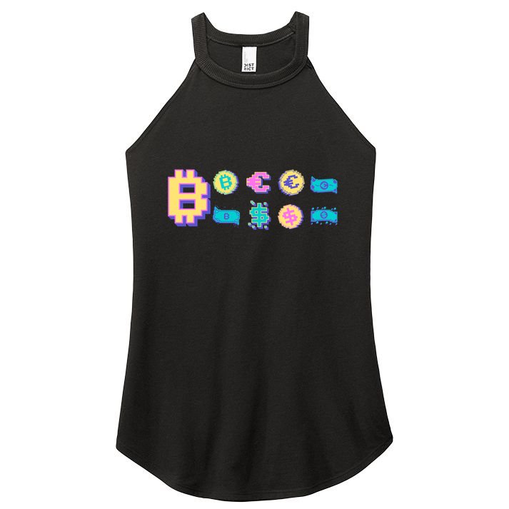 Bitcoin Pixelated Women's Perfect Tri Rocker Tank