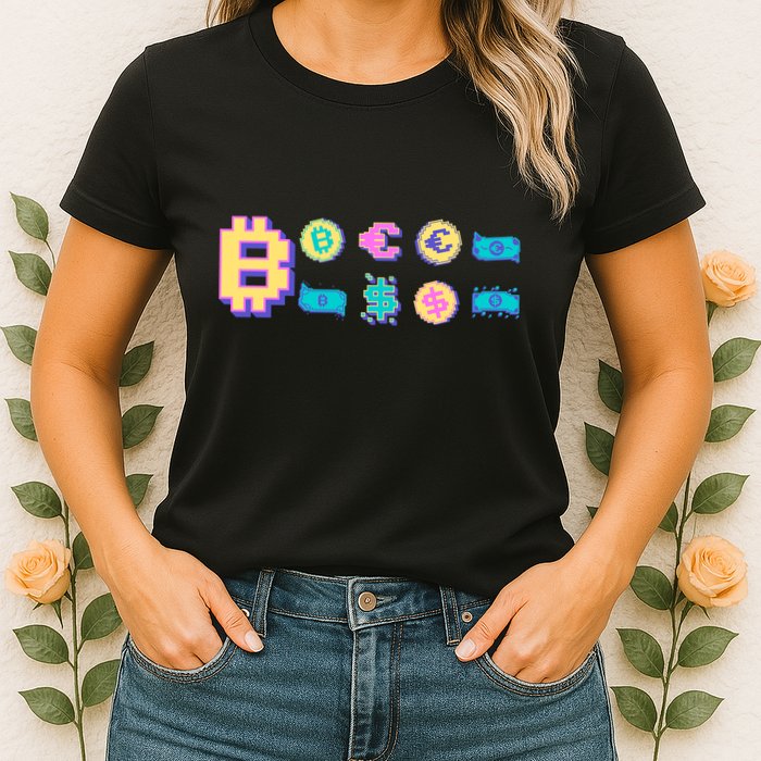 Bitcoin Pixelated Womens T-Shirt