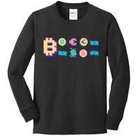 Bitcoin Pixelated Kids Long Sleeve Shirt