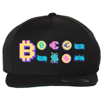 Bitcoin Pixelated Wool Snapback Cap