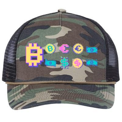 Bitcoin Pixelated Retro Rope Trucker Hat Cap