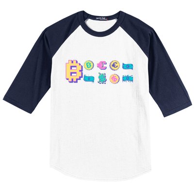 Bitcoin Pixelated Baseball Sleeve Shirt