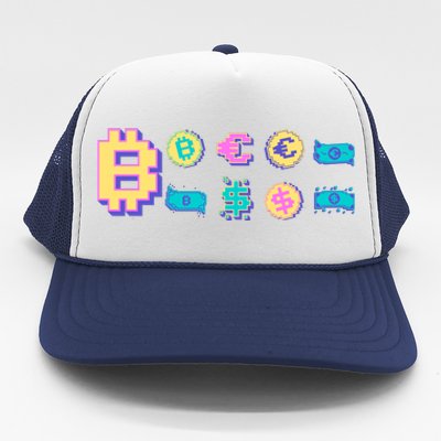 Bitcoin Pixelated Trucker Hat