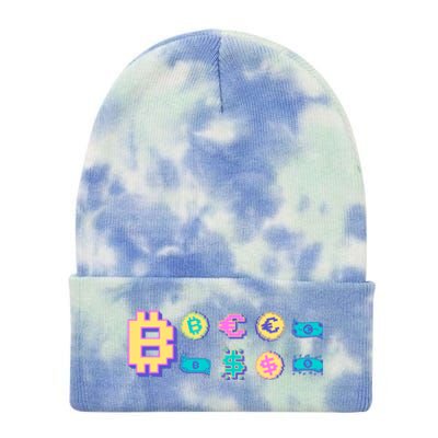 Bitcoin Pixelated Tie Dye 12in Knit Beanie