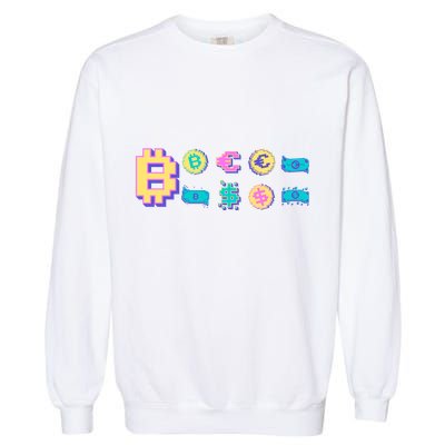 Bitcoin Pixelated Garment-Dyed Sweatshirt
