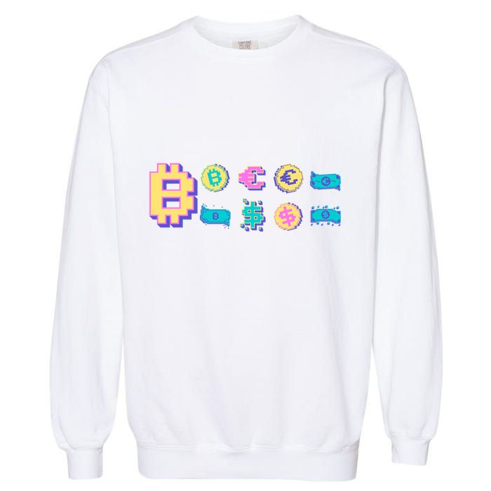 Bitcoin Pixelated Garment-Dyed Sweatshirt
