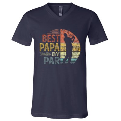 Best Papa By Par Fathers Day Golf Gift Grandpa V-Neck T-Shirt