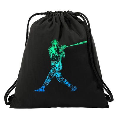 Baseball Player Batter Drawstring Bag