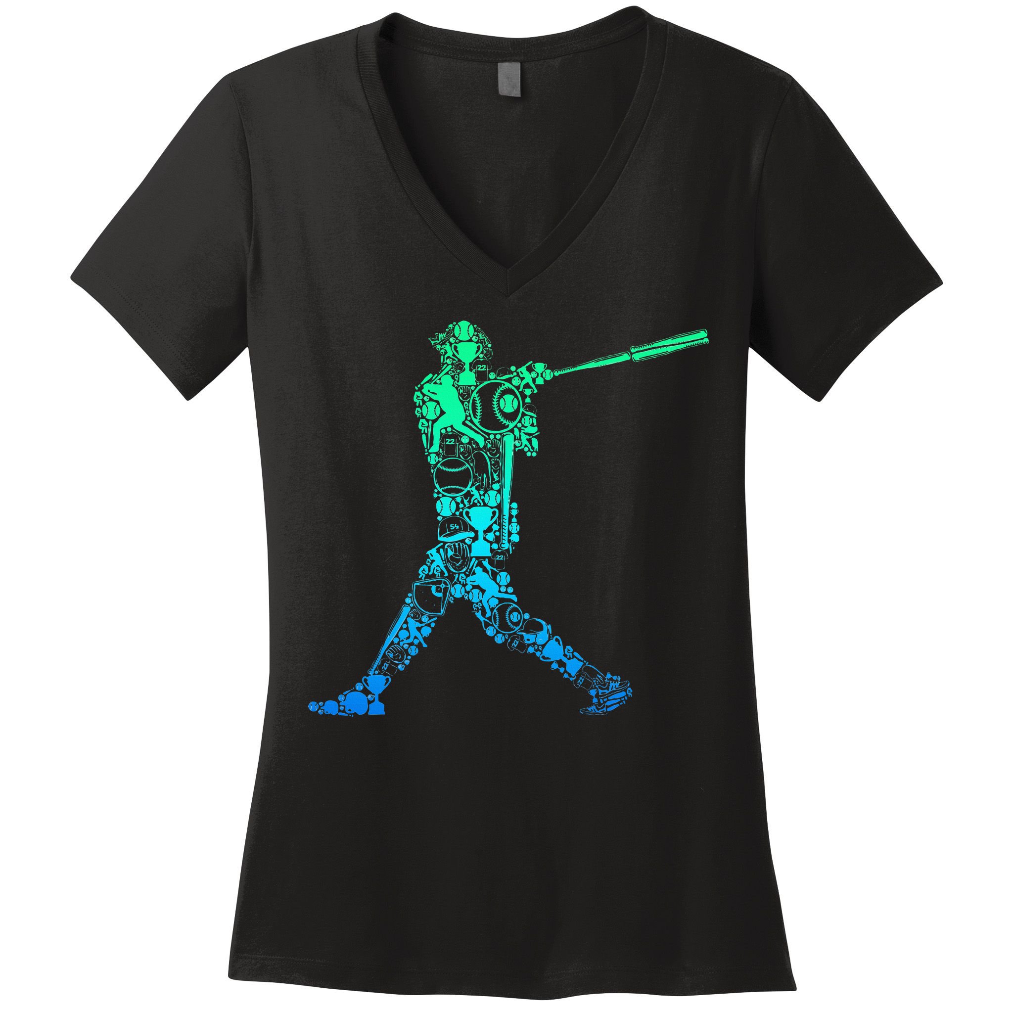 Baseball Player Batter Women's V-Neck T-Shirt