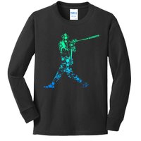 Baseball Player Batter Kids Long Sleeve Shirt