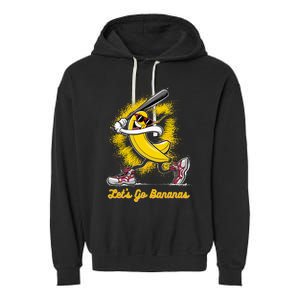 Banana Playing Baseball Fruit Lover Garment-Dyed Fleece Hoodie