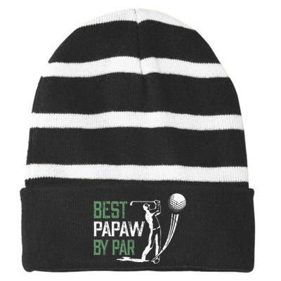 Best Papaw By Par Fathers Day Gifts Golf Lover Striped Beanie with Solid Band