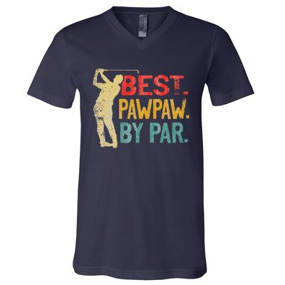 Best Pawpaw By Par Retro Fathers Day Golf Grandpa V-Neck T-Shirt