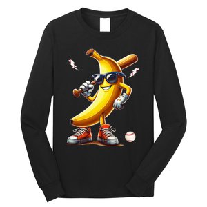 Banana Playing Baseball Long Sleeve Shirt