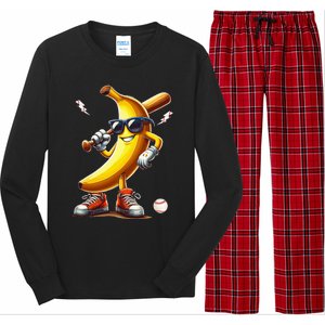 Banana Playing Baseball Long Sleeve Pajama Set